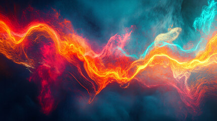 Fototapeta premium Abstract visuals blending neon lights and textured backgrounds.