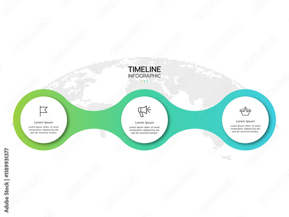 Wall mural infographic template. concept of circular process with 3 steps and icons.