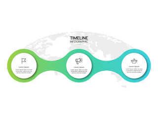 Infographic template. Concept of circular process with 3 steps and icons.