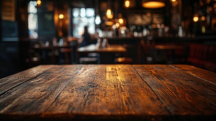 Rustic Bar Setting with Warm Ambient Lighting