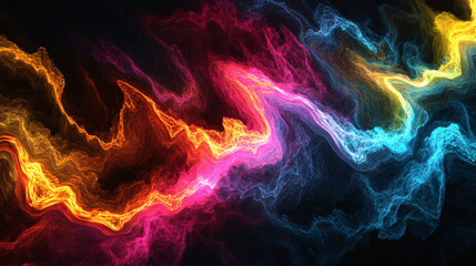 Fototapeta premium Abstract visuals blending neon lights and textured backgrounds.