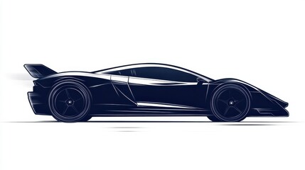 Naklejka premium Sleek Black Sports Car Silhouette on Minimalist White Background