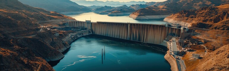 Hydroelectric power generation river valley landscape photography natural environment aerial view renewable energy concept