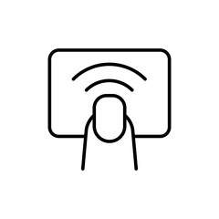 NFC technology outline icons, minimalist vector illustration ,simple transparent graphic element .Isolated on white background