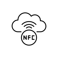 NFC technology outline icons, minimalist vector illustration ,simple transparent graphic element .Isolated on white background