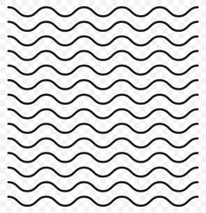 Wave line and wavy zigzag lines. Black curved lines pattern in abstract style. Horizontal geometric decoration element. Vector illustration. eps 10.