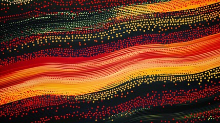 Abstract dash dot lines forming a seamless wave pattern, energetic movement with colorful gradients, creating a techinspired background with fluid motion