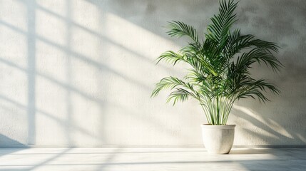 A Modern Virtual Presentation Room with Stylish Plant Decoration, Creating a Professional and Calm Atmosphere for Online Meetings