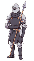 Fototapeta premium Medieval Knight in Full Armor with Spear