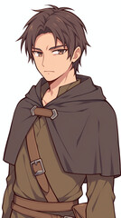 Anime Male Character in a Cloak - Fantasy Portrait
