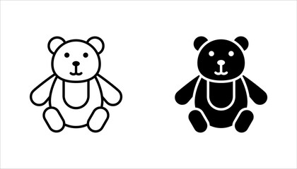Teddy bear line and glyph icon set, vector illustration on white background