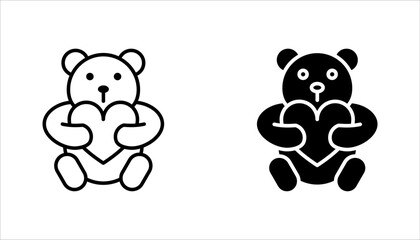 Teddy bear line and glyph icon set, vector illustration on white background