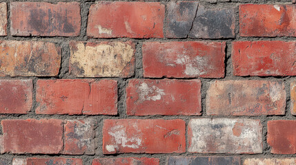 Fototapeta premium Old red brick wall background, seamless texture of old bricks, brickwork pattern for architectural design or decorative elements