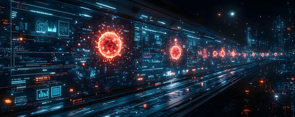 Obraz premium Virus Data Tunnel Digital Pandemic Monitoring