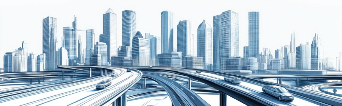 Urban traffic flow metropolitan city cityscape concrete jungle aerial perspective modern infrastructure insights