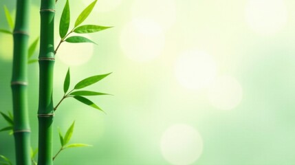 Obraz premium Serene Bamboo Shoots with Lush Green Foliage Against a Softly Blurred Background