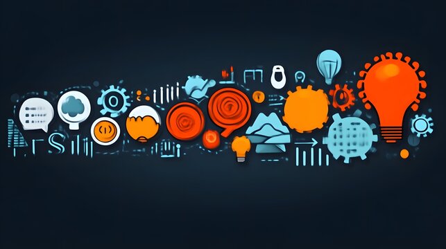 Abstract concept of brainstorming, innovation, and teamwork. - Powered by Adobe