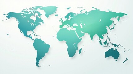 Obraz premium A World Map Depiction Showing Continents and Oceans with a Subtle Gradient Effect for Backgrounds or Presentations