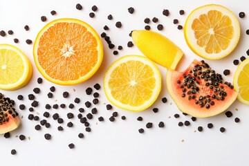 Fresh Variety of Fruits and Vegetables on Neutral Background