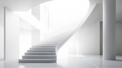 Obraz premium A minimalist white staircase in an open space