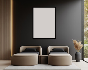 Frame Poster Mock Up Modern Bedroom 3D Render