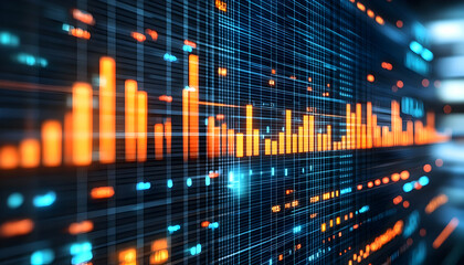 Fototapeta premium Data stream flowing, digital wall, tech background, analysis