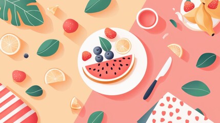 Fresh Fruit Platter on Cozy Table Perfect for Summer Moments