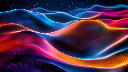 Obraz premium Abstract visuals blending neon lights and textured backgrounds.