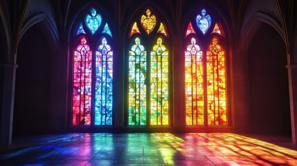 Rainbow stained glass church windows
