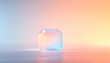 Fototapeta premium A stunning light-reflective cube showcases a blend of colors, embodying modern design and artistic expression.