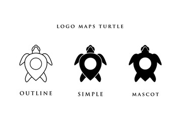 a turtle with a simple map logo