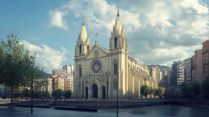 Fototapeta premium Grand church in urban setting