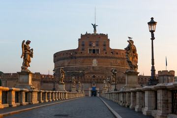 Naklejka premium Castel Sant'Angelo is a Roman architectural monument also known as Hadrian's Mausoleum, sometimes called Sad Castle