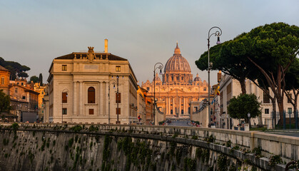 Vatican Cathedral of St. Peter with the inscription in Latin "In honor of the princeps of the apostles Paul V Borghese Pontiff Massimo Romano, 1612, seventh year of his pontificat