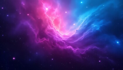 Fototapeta premium Cosmic Nebula: A Symphony of Pink and Blue
