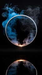 Abstract Smoke Ring  Glowing Circle  Mystical Vapor  Dark Background