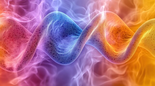 Abstract colorful swirling DNA helix in smoke. - Powered by Adobe