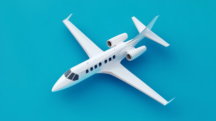Fototapeta premium White airplane isolated on a blue background