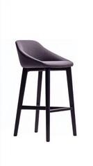 Modern Dark Grey Upholstered Bar Stool  Black Legs  Home Furniture  Interior Design