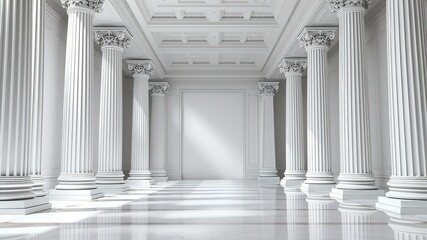 Empty Classic White Columns Interior - AI Photo, Bright, High-Quality