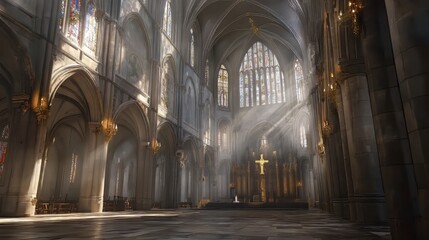 Sunbeams in a grand cathedral