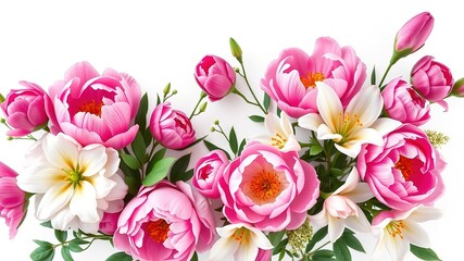 Fototapeta premium Floral Frame with Peonies and Lilies - Elegant Design