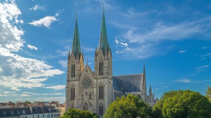 Naklejka premium Cathedral under a bright blue sky