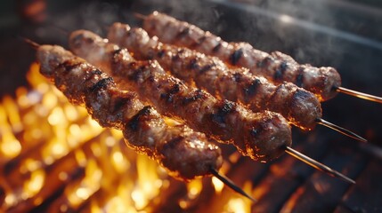 Kebab on a burning grill