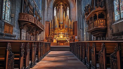 Fototapeta premium Grand church interior, ornate details