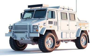 Obraz premium Pastel Armored Vehicle - Minimalist Flat Design AI Art
