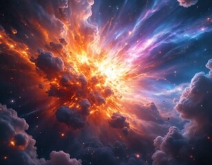 Fototapeta premium Cosmic Explosion: A Fiery Celestial Spectacle