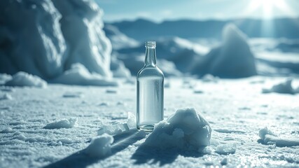 Pristine Bottle in Snowy Wilderness - AI Photorealistic Landscape