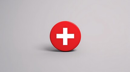 Fototapeta premium Red Circle White Cross Medical Symbol Design