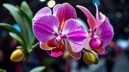 Obraz premium Stunning Phalaenopsis Orchid, Bright, Detailed, High-Quality AI Art